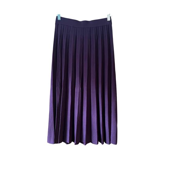 H&M Women's High Rise Pleated Maxi Skirt Pull-On Solid Maroon Burgundy Size S - Picture 1 of 8
